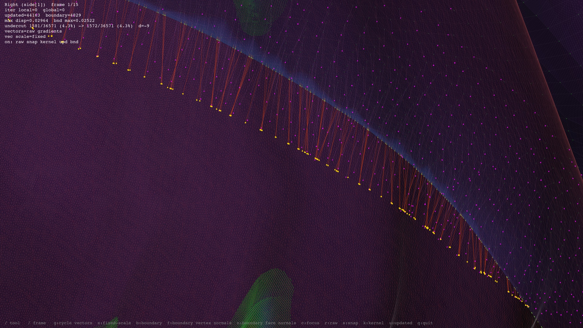 CoDesigner running gradient-descent control on the surface field.